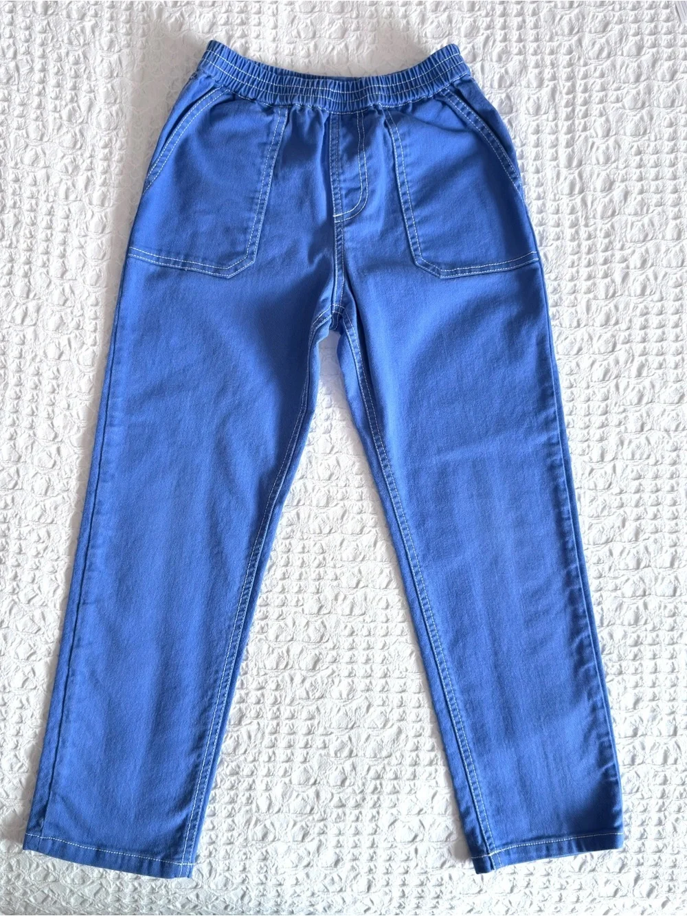 Mini Boden Boys Pull On Pants 8-9Y Blue Cotton Elastic Waist